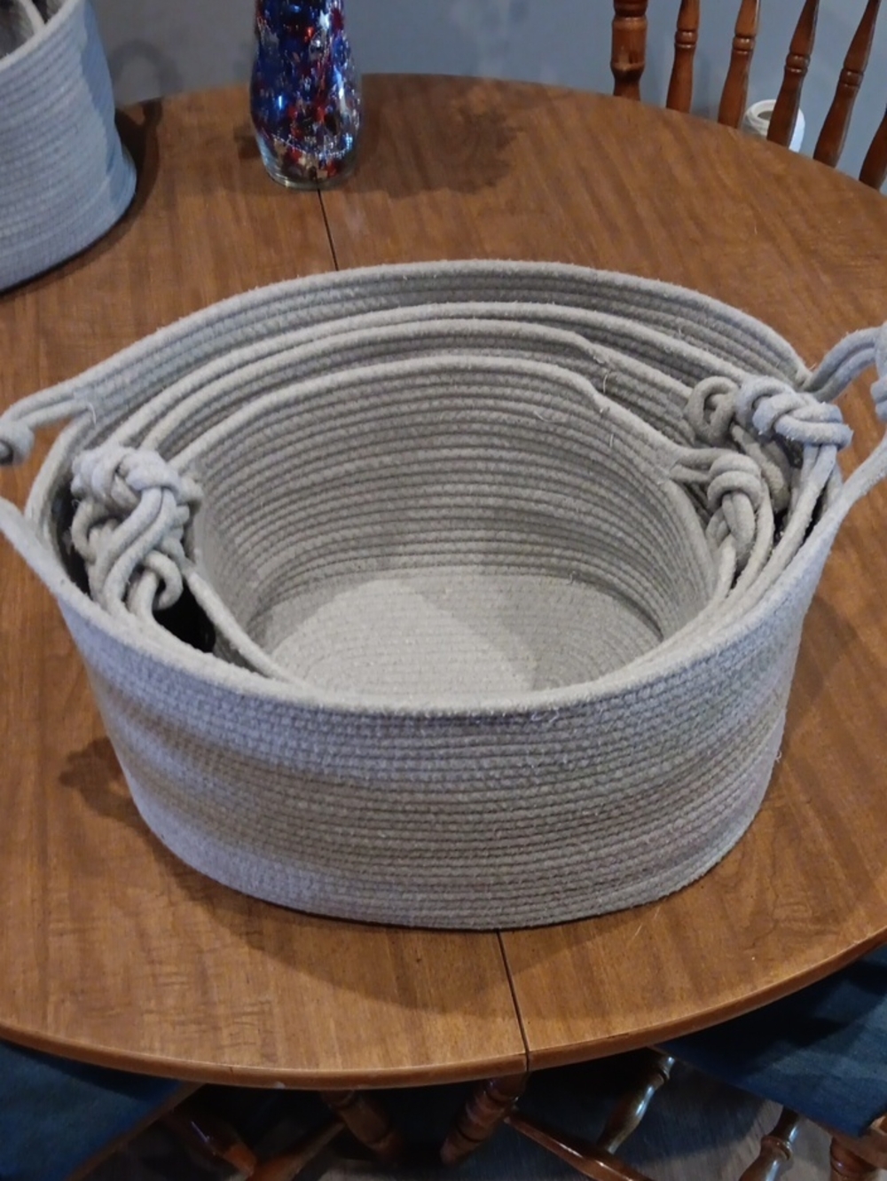 Handwoven Cotton Rope Storage Basket in Light Gray - Brand Unbranded